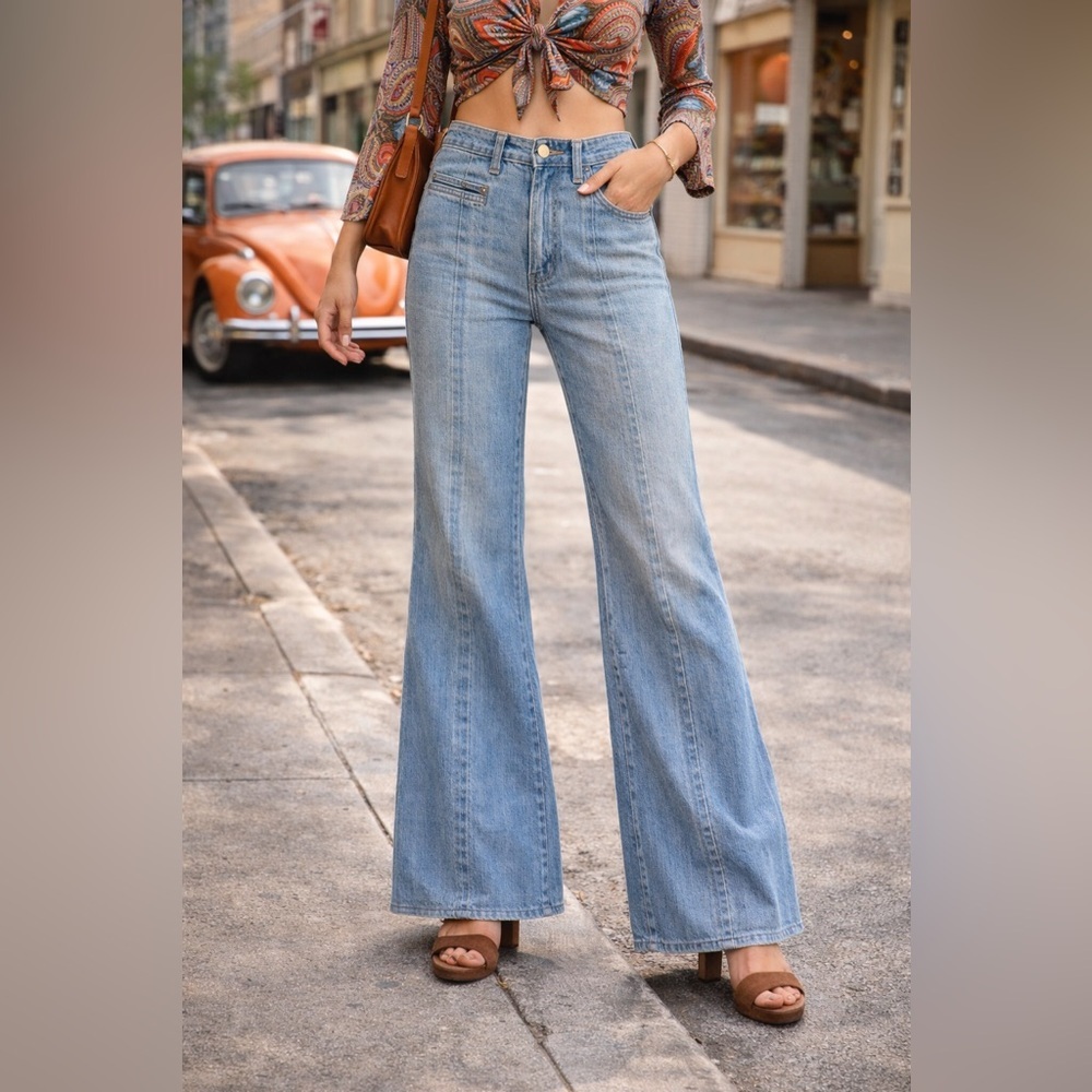 Grey Ant Flare Jeans Y2K High Rise Vintage Rare 70s Light Blue Retro Vintage